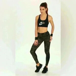 Nike Victory Metallic Crackle M-Rise Training Leggings Size Medium